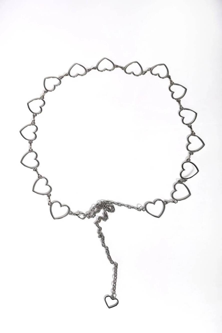 NEW FRANK LYMAN women's heart chain belt in silver